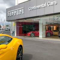 Ferrari-Showroom glass view from outside