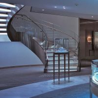 Tiffany & Co - Curved Staircase bent glass staricase