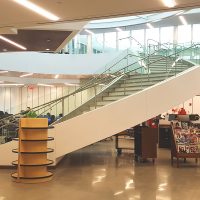 Suffolk County Community College bent glass staircase