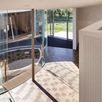 floor to ceiling curved glass