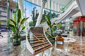 curved glass staircase